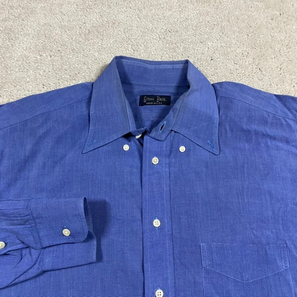 Gitman Bros Shirt Blue Cotton Button Down Mens 16 33 Made USA Ivy Prep